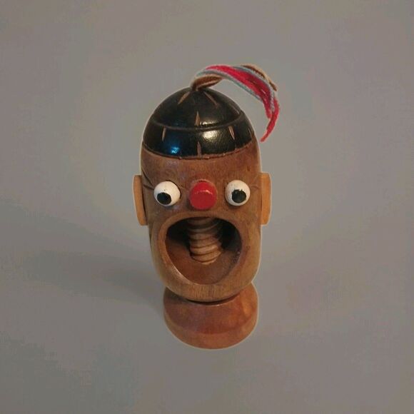 Vintage Japan Wood Hand Carved Nut Cracker Crackerjack Hand Painted Whimsical - Picture 1 of 12